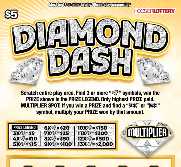 DIAMOND DASH scratch-off ticket