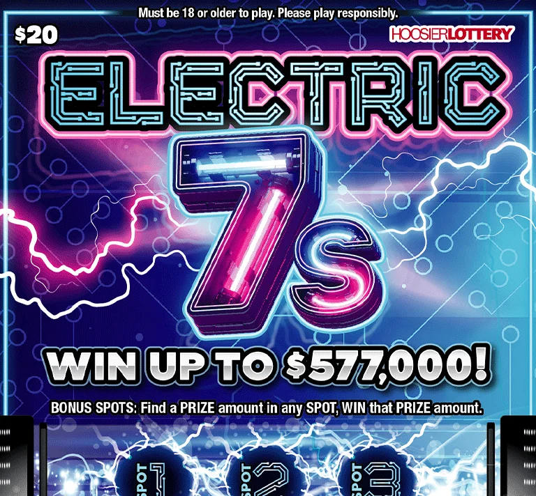 ELECTRIC 7s scratch-off ticket