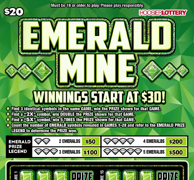 EMERALD MINE scratch-off ticket