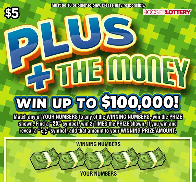 PLUS THE MONEY (Game #plus-the-money) scratch-off ticket