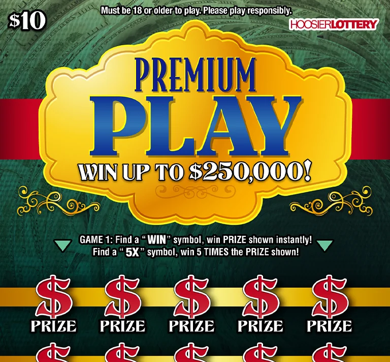 PREMIUM PLAY scratch-off ticket