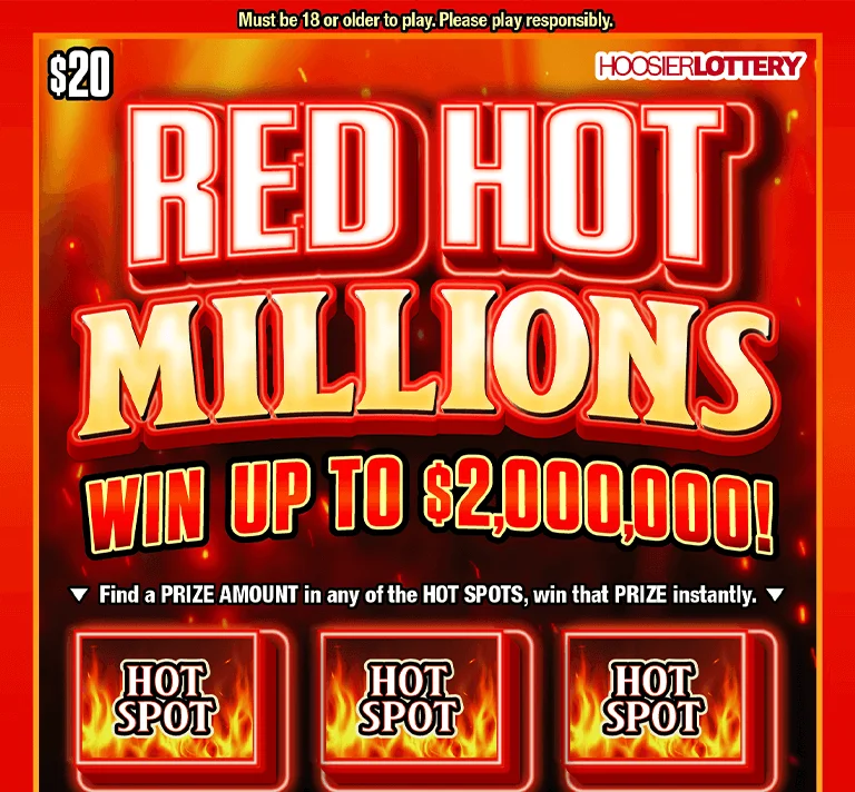 RED HOT MILLIONS scratch-off ticket