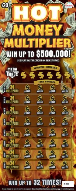 Hot Money Multiplier scratch-off ticket