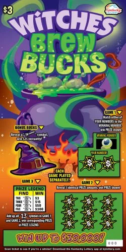 Witches Brew Bucks scratch-off ticket