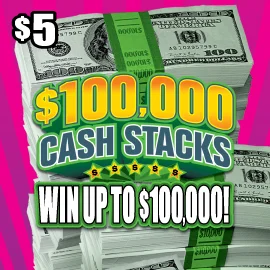 $100,000 Cash Stacks scratch-off ticket