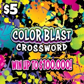 Color Blast Crossword $5 Louisiana Lottery scratch-off ticket