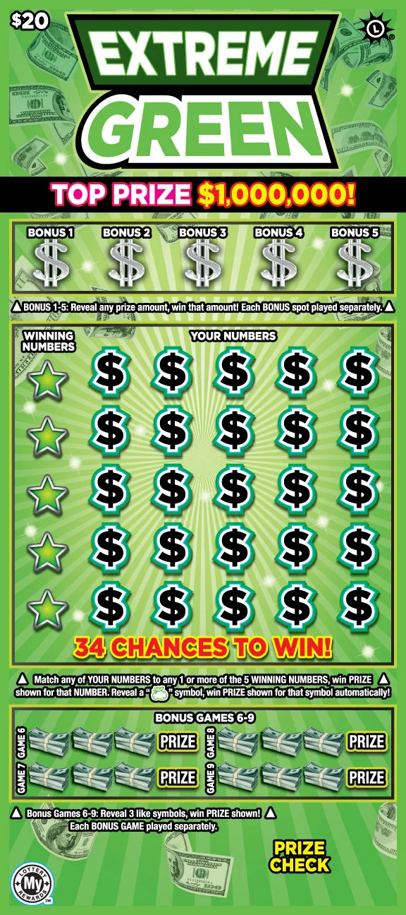Extreme Green scratch-off ticket