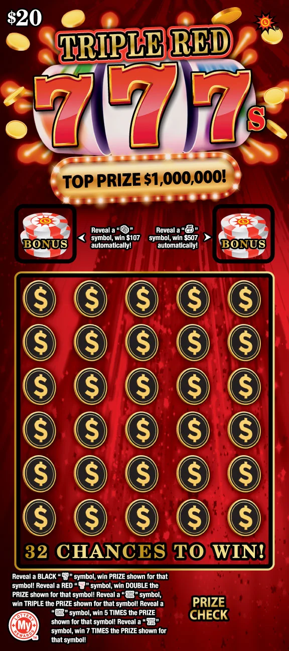 Triple Red 777s scratch-off ticket