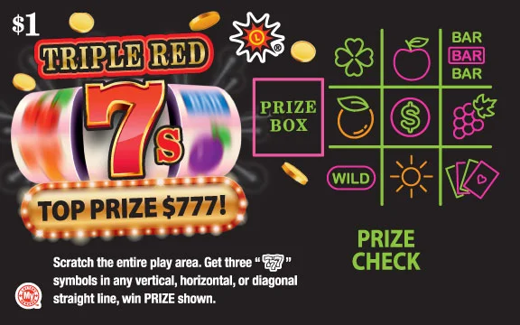 Triple Red 7s scratch-off ticket