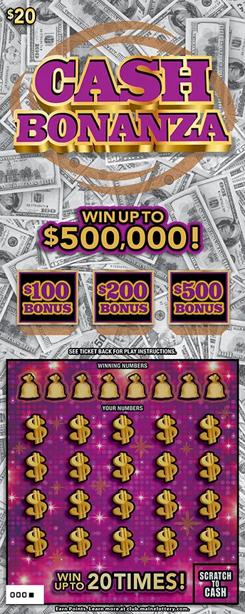 CASH BONANZA scratch-off ticket