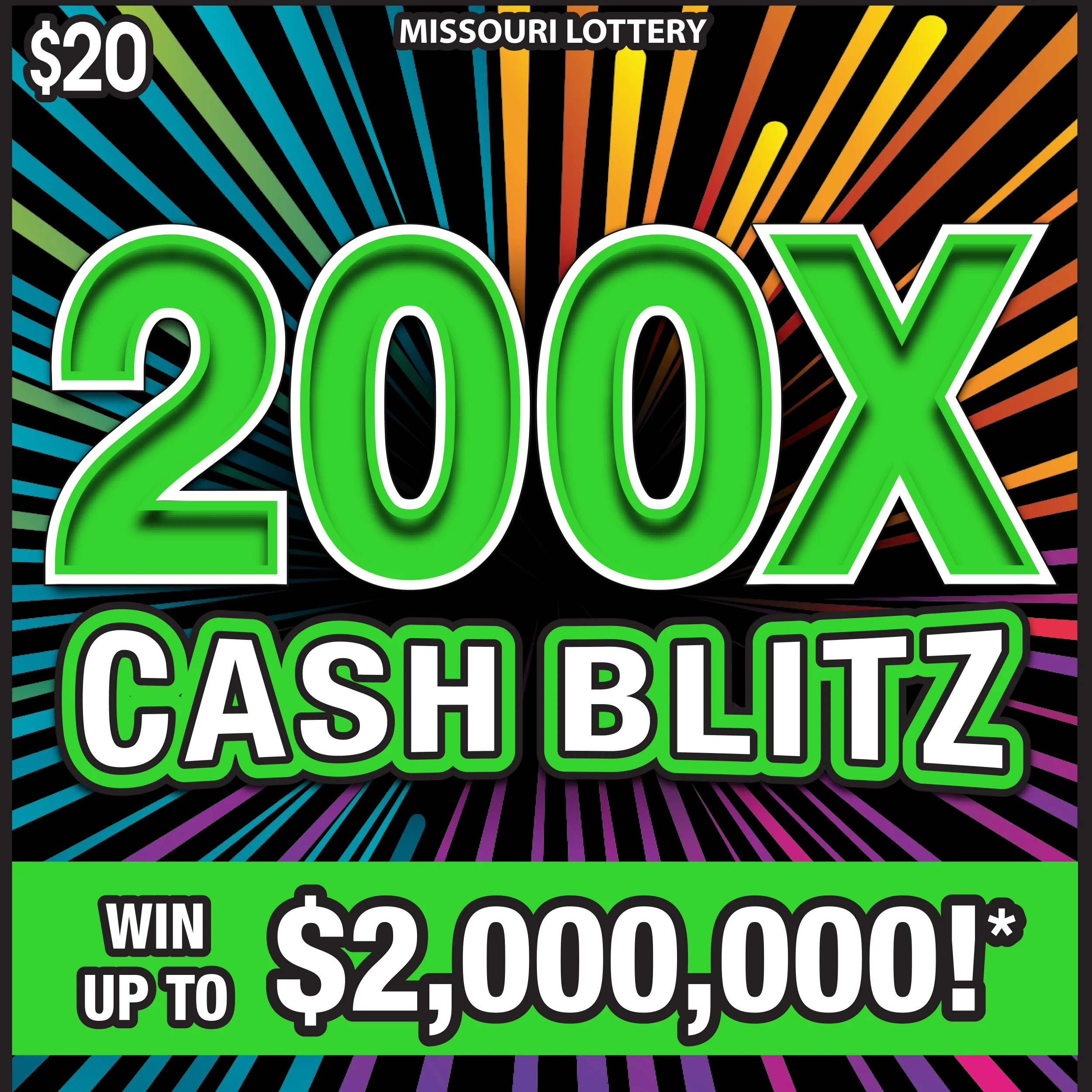 200X CASH BLITZ scratch-off ticket