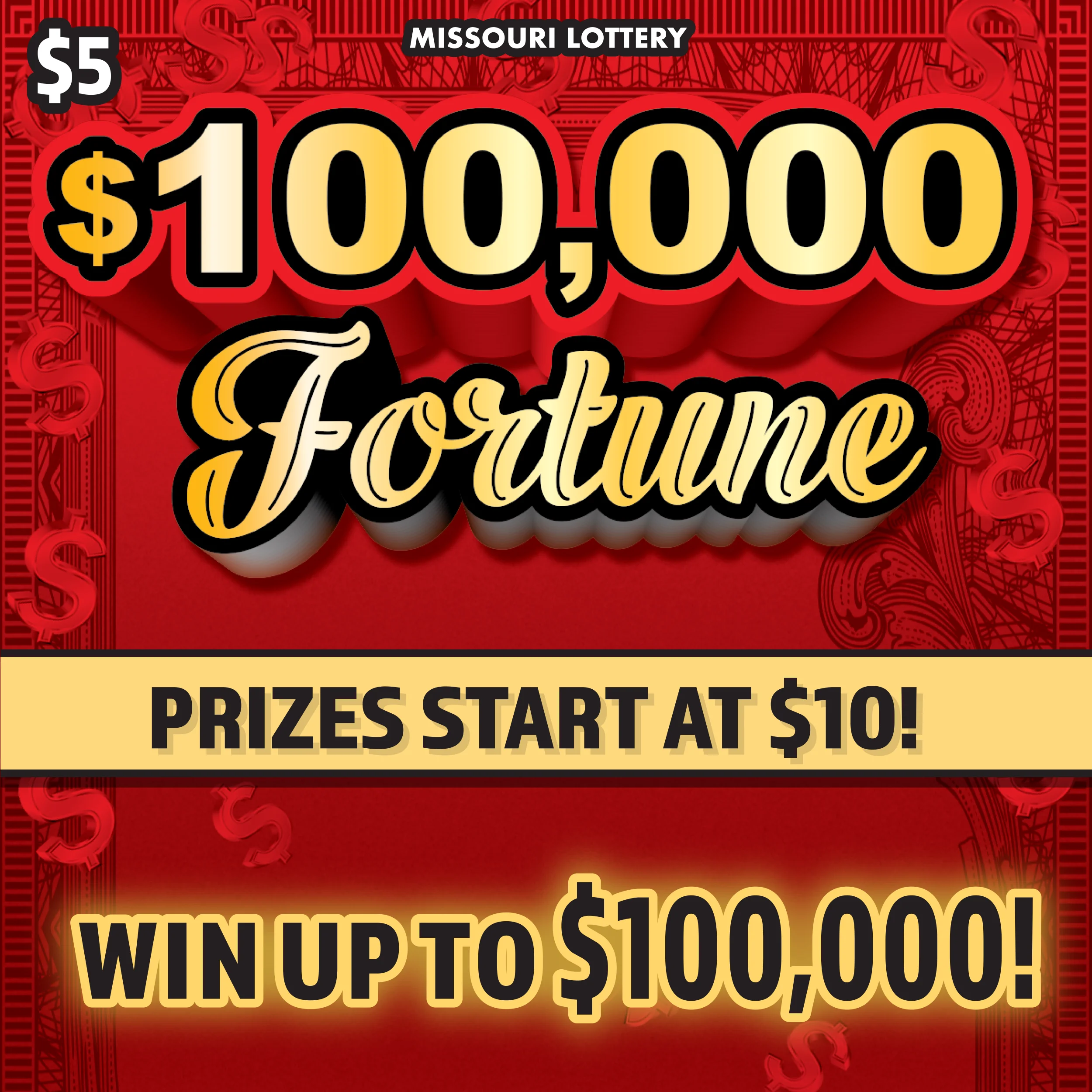 $100,000 FORTUNE (Game #559) scratch-off ticket