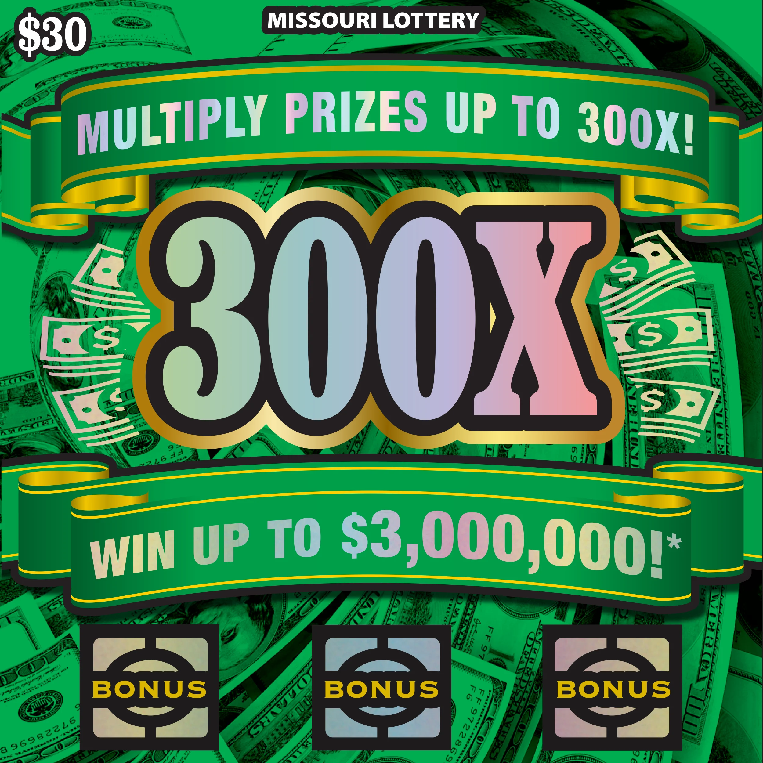 300X scratch-off ticket