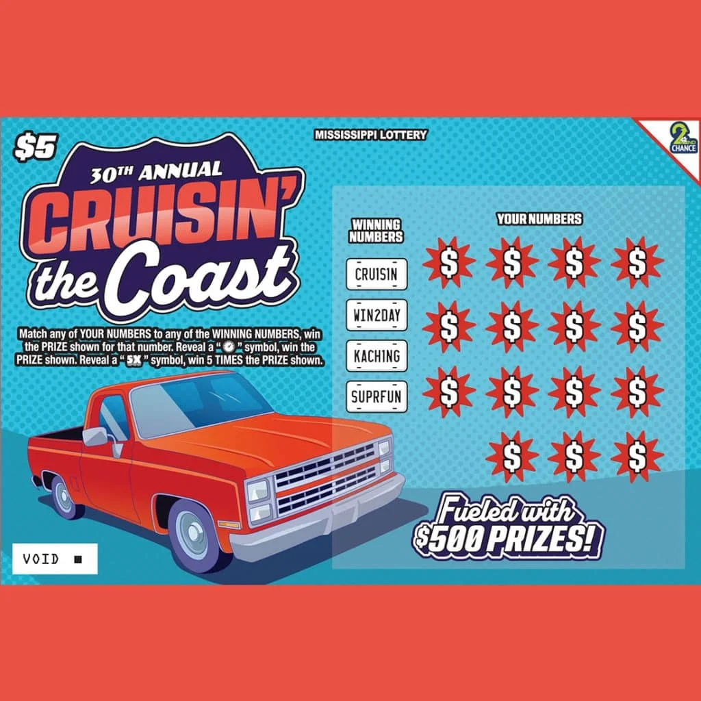 30th Annual Cruisin’ the Coast scratch-off ticket