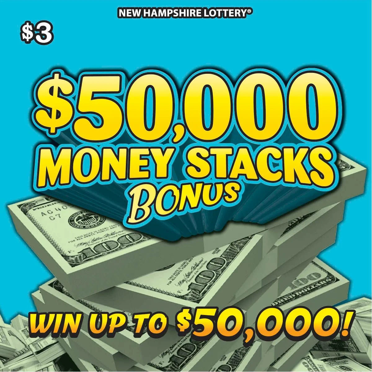 $50,000 Money Stacks Bonus scratch-off ticket