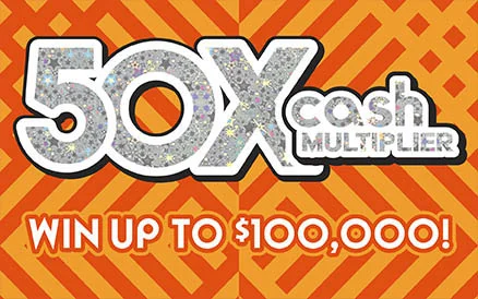 50X Cash Multiplier scratch-off ticket