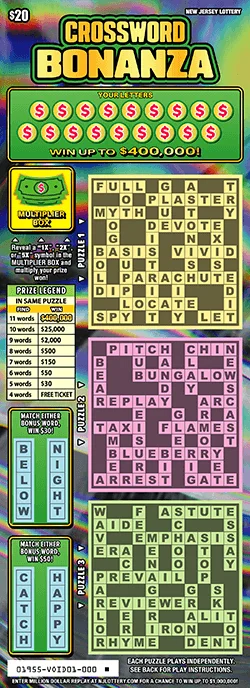 Crossword Bonanza (Game #1955) scratch-off ticket