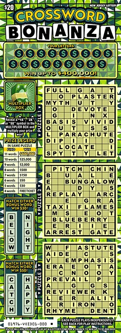 Crossword Bonanza scratch-off ticket