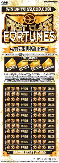 First Class Fortunes scratch-off ticket