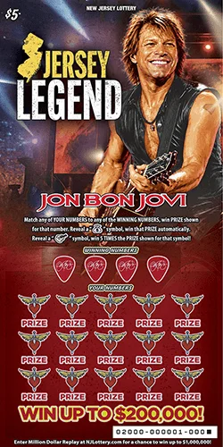 Jersey Legend $5 New Jersey Lottery scratch-off ticket
