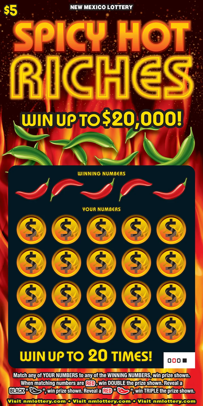 Spicy Hot Riches scratch-off ticket