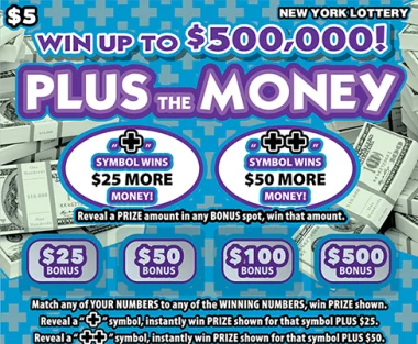 PLUS THE MONEY scratch-off ticket