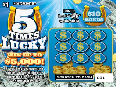 5 TIMES LUCKY scratch-off ticket