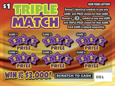 TRIPLE MATCH scratch-off ticket