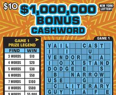 $1,000,000 BONUS CASHWORD scratch-off ticket