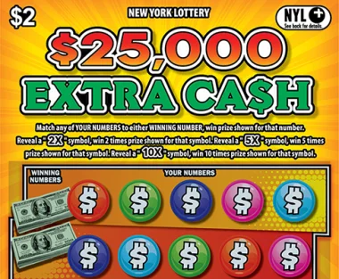 $25,000 EXTRA CA$H scratch-off ticket