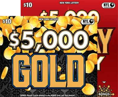 $5,000 HOLIDAY FRENZY/$5,000 GOLD scratch-off ticket