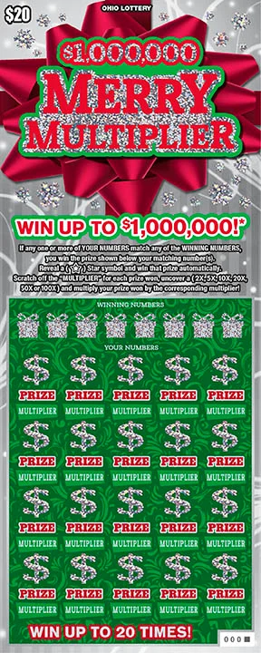 $1,000,000 Merry Multiplier scratch-off ticket