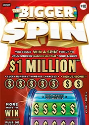 The Bigger Spin scratch-off ticket