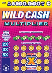 Wild Cash Multiplier scratch-off ticket