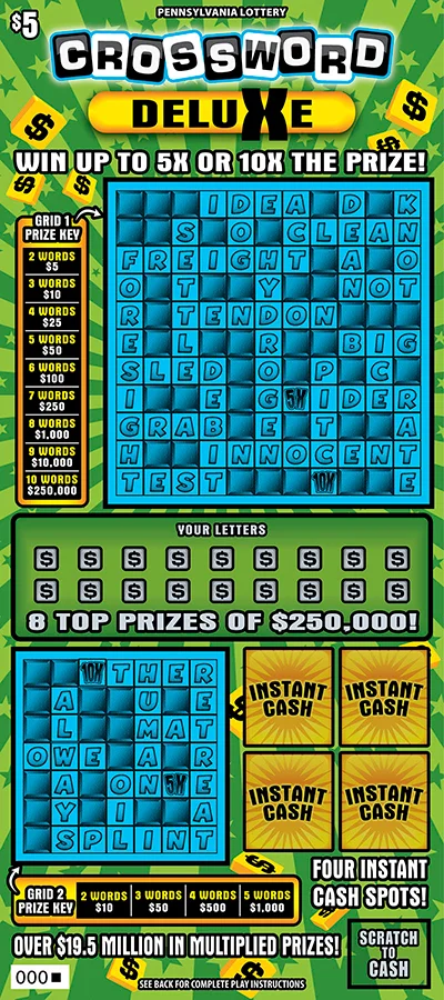 Crossword Deluxe scratch-off ticket