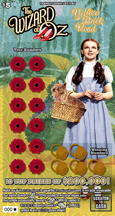 THE WIZARD OF OZ™ YELLOW BRICK ROAD scratch-off ticket