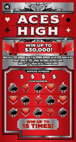 ACES HIGH scratch-off ticket