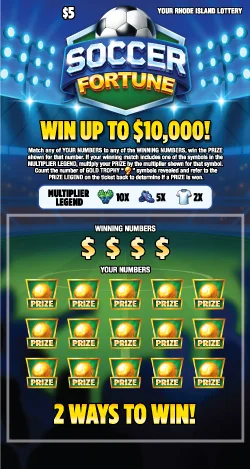 SOCCER FORTUNE scratch-off ticket