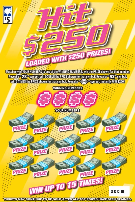 Hit $250 (Game #1614) scratch-off ticket