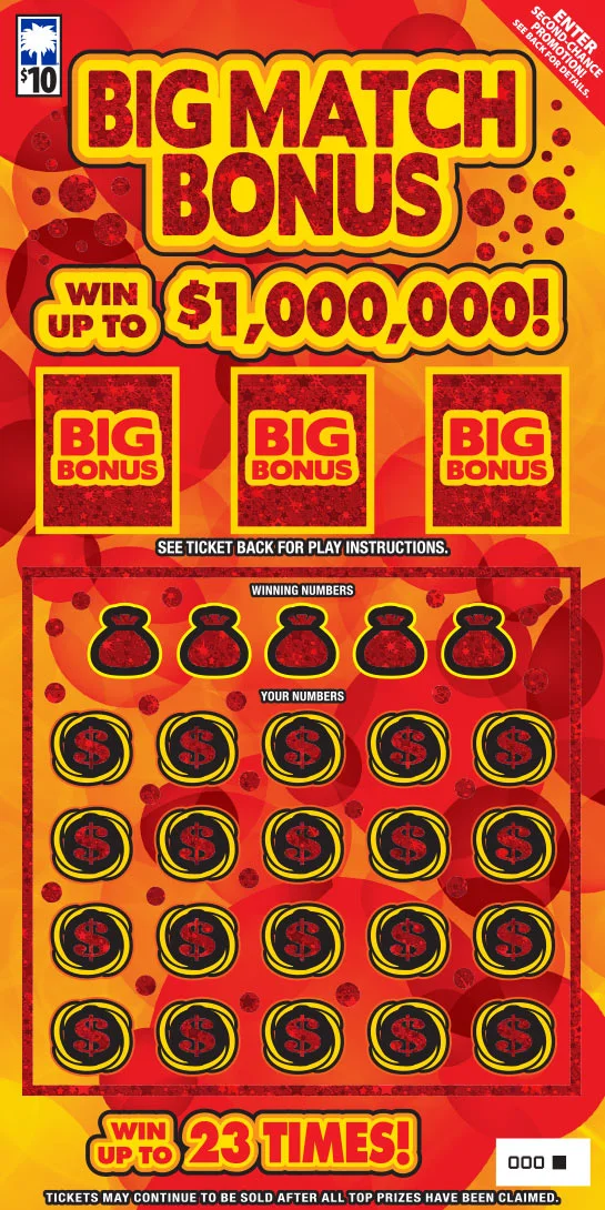Big Match Bonus scratch-off ticket
