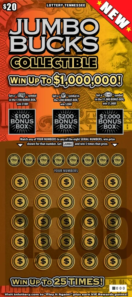 Jumbo Bucks Collectible (Game #1397) scratch-off ticket