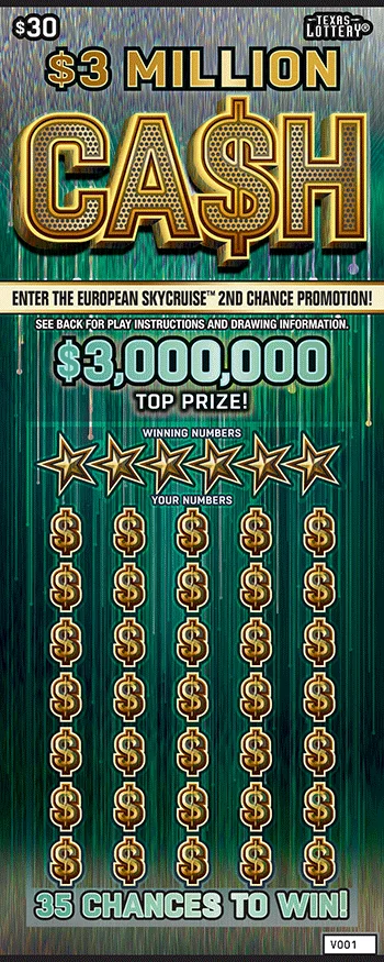 $3 Million Ca$h scratch-off ticket