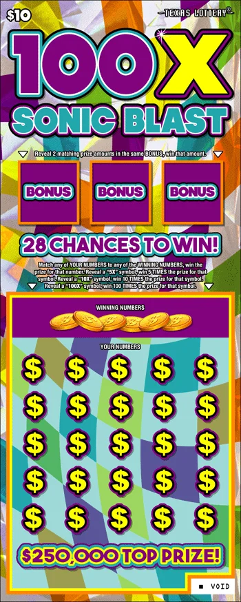 100X Sonic Blast scratch-off ticket