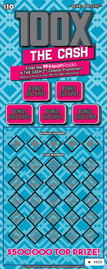 100X The Cash scratch-off ticket