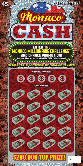 Monaco Cash scratch-off ticket