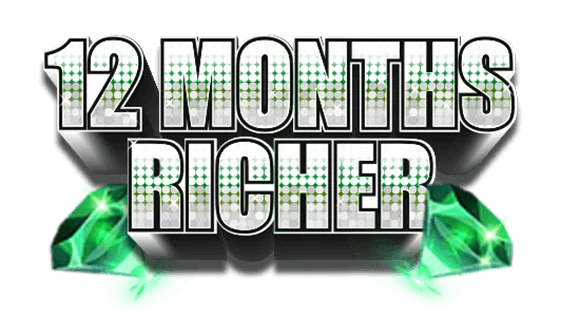 12 Months Richer Emerald scratch-off ticket