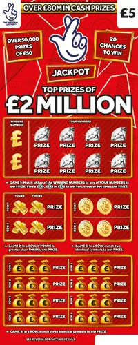 £2 Million Red scratch-off ticket