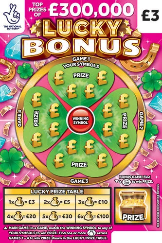 Lucky Bonus scratch-off ticket