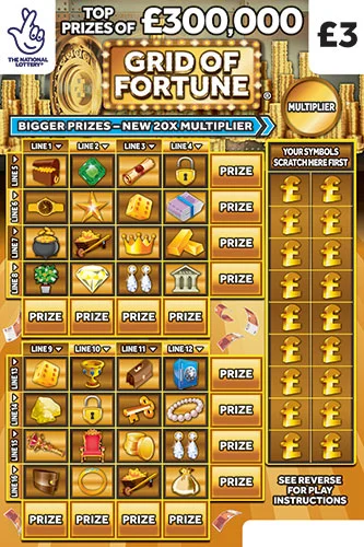 Grid Of Fortune scratch-off ticket