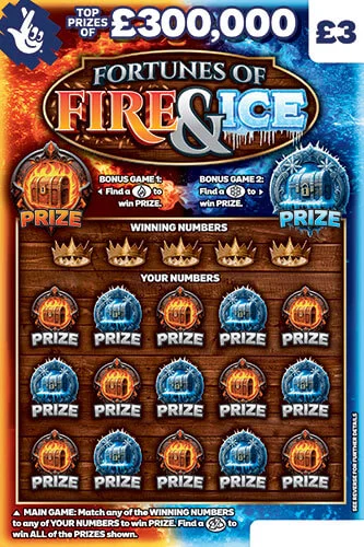 Fortunes Of Fire & Ice scratch-off ticket